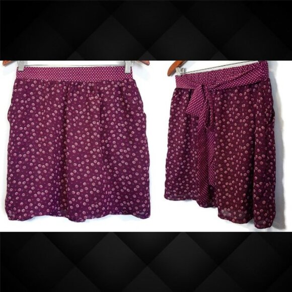 COSTA BLANCA Chiffon A-Line Mini Skirt Floral Tie Waist Purple Spring - Picture 1 of 13